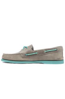 Sperry Topsider Boat Shoe A/O 2 Eye Neon in Grey & Turquoise