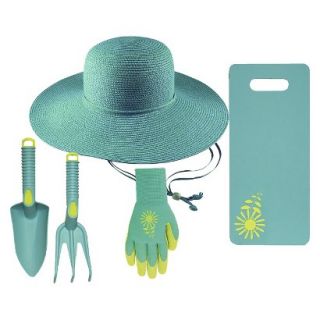 Floppy Straw Hat, Kneeling Pad, Textured Rubber Coated Gloves and Tools