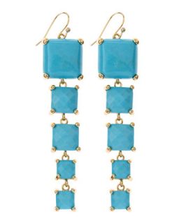 Lindy Five Square Drop Earrings, Turquoise