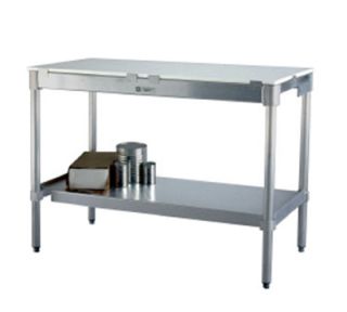 New Age Work Table w/ .63 in Solid Poly Top & Crossrails, 34x72x24 in, Aluminum