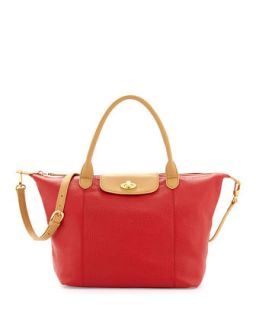Dee Pebbled Leather East West Tote Bag, Red
