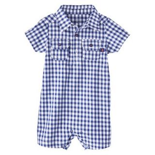 Just One YouMade by Carters Boys Short Sleeve Checked Romper   Navy/White 24 M