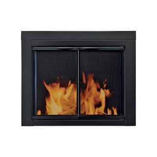 Alpine Fireplace Glass Door   For Masonry Fireplaces, Small, Black, Model AN 