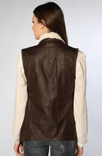 Jack BB Dakota The Jesca Faux Leather and Suede Fur Vest in Dark Brown
