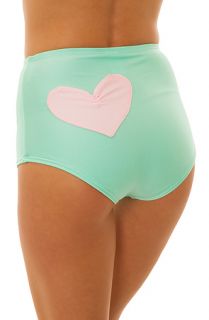 Lolli Swim Bikini Bottom Highwaist Heart Pocket in Mint and Pink