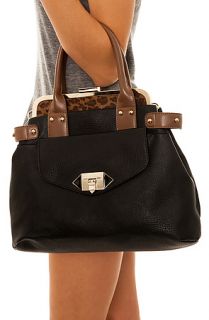 Nila Anthony Satchel with Leopard Interior in Black