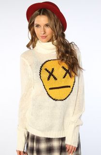 Wildfox Sweater Turtleneck Smiley Face White Miss KL