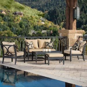 RST Outdoor Astoria 5 Piece Patio Seating Set with Delano Beige Cushions OP ALOSS5 AST DEL K