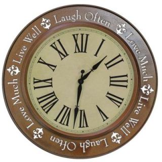 Home Decorators Collection 18 in. Round Laugh, Love, Live Wall Clock 34454