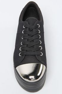 Jeffrey Campbell Shoes Platform Chrome Toe in Black