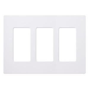 Lutron Claro 3 Gang Decorator Wall Plate   White CW 3 WH