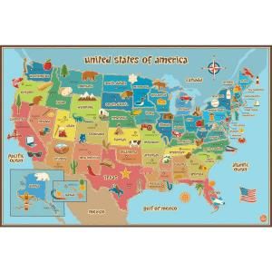WallPOPs 2.5 in. x 2.5 in. Kids USA Map Wall Decal WPE0623