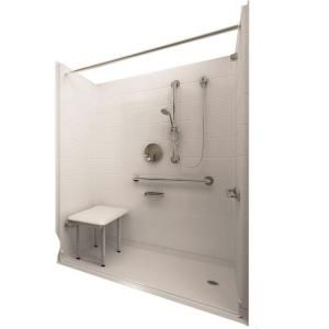 Ella Deluxe 31 in. x 60 in. x 77 1/2 in. 5 Piece Barrier Free Roll In Shower System in White with Right Drain 6030 BF 5P 1.0 R WH DLX