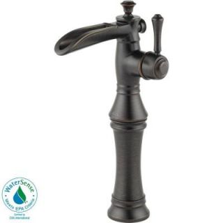 Delta Cassidy Single Hole 1 Handle High Arc Open Channel Bathroom Vessel Faucet with Riser in Venetian Bronze 798LF RB