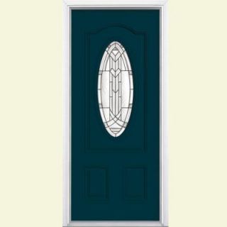 Masonite Chatham Three Quarter Oval Lite Painted Steel Entry Door with Brickmold 31169