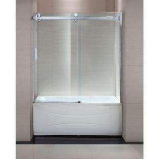 Schon Judy 60 in. x 59 in. Frameless Sliding Trackless Tub/Shower Door in Chrome with Clear Glass SC70013