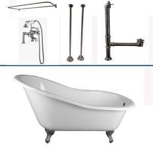 Barclay Products 5 ft. Cast Iron Slipper Tub Kit in White with Polished Chrome Accessories TKCTSH60 CP6