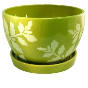 Lees Pottery 10 in. Oak Leaf Ceramic Planter L01CE0037 10