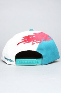 Mitchell & Ness The Detroit Pistons Paintbrush Snapback Hat in Teal Red
