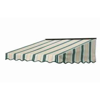 NuImage Awnings 5 ft. 2700 Series Fabric Door Canopy (19 in. H x 47 in. D) in Forest Green/Beige/Natural Fancy Stripe 27X8X60493203X