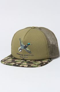 Diamond Supply Co. The Game Assn Duck Trucker Hat in Army Green Camo