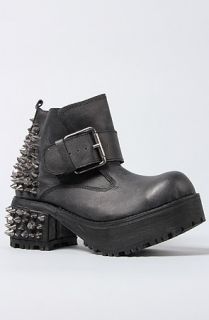 Jeffrey Campbell Boot Spiked in Black Washed and Silver Spike