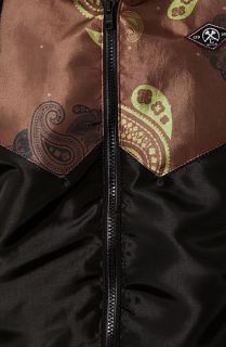 Civil Track Jacket in Maroon Paisley and Black