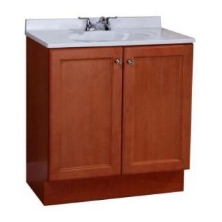 Glacier Bay All In One 30 in. W Vanity Combo in Amber with Cultured Marble Vanity Top in White VP30P5COM AM