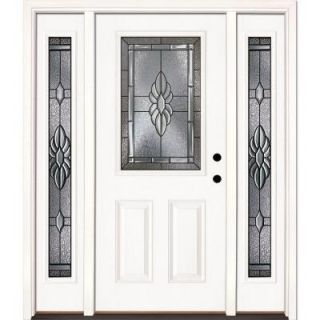 Feather River Doors Sapphire Patina Half Lite Primed Smooth Fiberglass Entry Door with Sidelites 8H3190 3A4