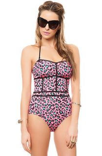 Volcom Swimsuit The Call Me Wild in Neon Pink and Black