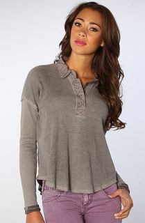 Free People The Dicks Vintage Henley Top in Charcoal