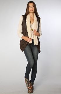 Jack BB Dakota The Jesca Faux Leather and Suede Fur Vest in Dark Brown