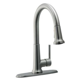 Design House Geneva Single Handle Kitchen Faucet in Satin Nickel 525717