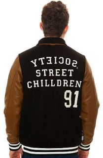 Society Original Products Jacket Giant Land 2 Varsity in Black & Brown