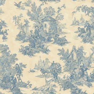 The Wallpaper Company 56 sq. ft. Blue and Cream Large Scale Classic Toile Wallpaper WC1282932