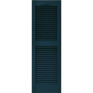 Builders Edge 15 in. x 48 in. Louvered Shutters Pair in #166 Midnight Blue 010140048166
