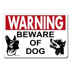 Lynch Sign 14 in. x 10 in. Red and Black on White Plastic Beware of Dog Sign W   8