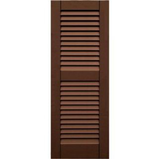Winworks Wood Composite 15 in. x 41 in. Louvered Shutters Pair #635 Federal Brown 41541635