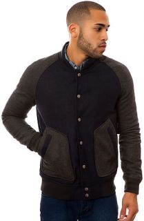 D Struct The Fallow Block Color Wool Bomber Jacket in Black