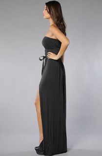 Venni Caprice Venni Caprice Black Blouson Jersey Dress with Slit BELT SOLD SEPARATELY