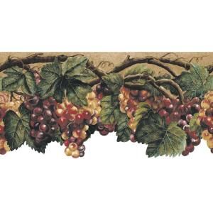 The Wallpaper Company 10.25 in. x 15 ft. Green Die Cut Fruit Border WC1284159