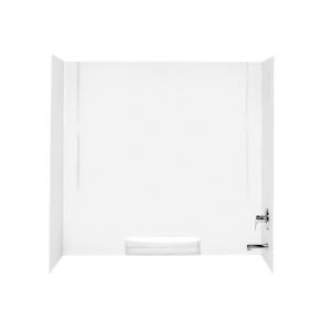 Swan 30 in. x 60 in. x 58 in. Three Piece Easy Up Adhesive Tub Wall in White GN 58.010