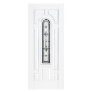 Masonite Providence Center Arch Primed Smooth Fiberglass Entry Door with No Brickmold 14650