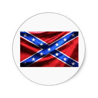 Rippled Confederate Civil War Flag Round Sticker