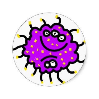 Purple Cartoon Germ Stickers