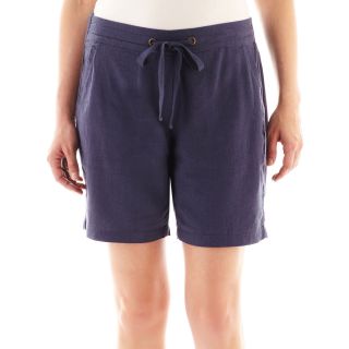 St. Johns Bay Linen Bermuda Shorts   Petite, Khaki, Womens