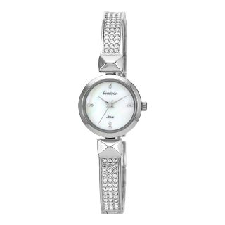 Armitron Now Womens Silver Tone Crystal Accent Bangle Watch