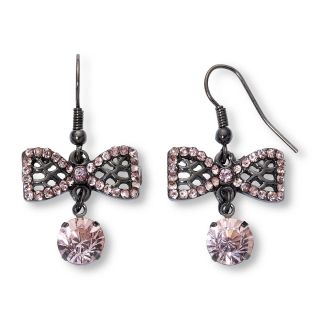 Decree Bow Drop Earrings, Pink