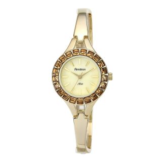 Armitron Now Womens Gold Tone Crystal Accent Bangle Watch