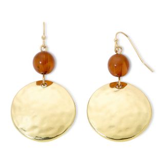 MIXIT Mixit Hammered Disc Earrings, Brown